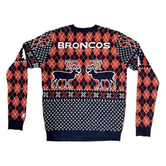 Denver Bronco Sweater NFL Team Apparel Medium Orange Blue Game Day Holiday 2025 - Picture 4 of 11